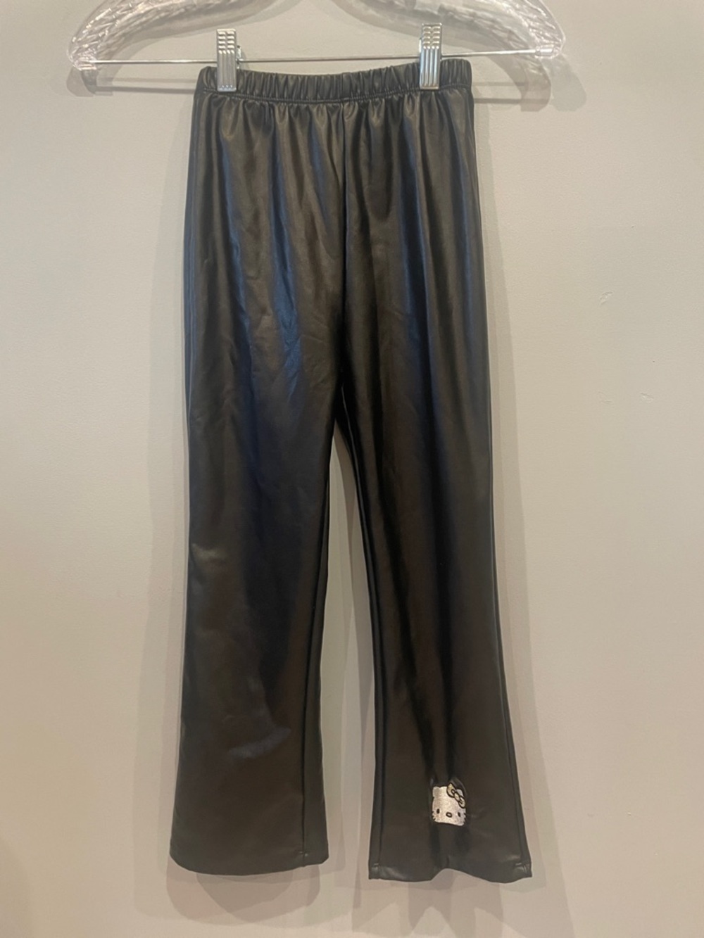 Black Faux Leather Pants hello kitty girls size 7/8